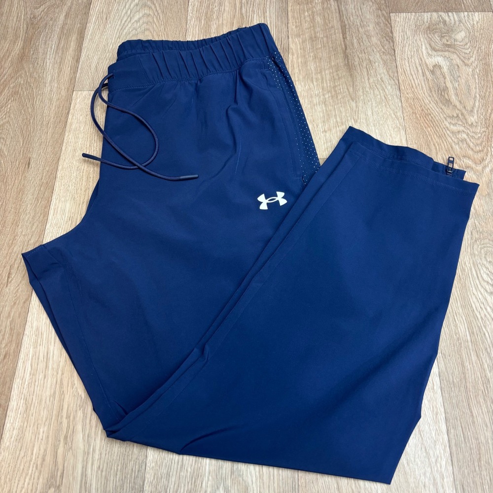 Under Armour Womens XXL Navy Blue Loose Fit Perforated Side Zip Athletic Pants